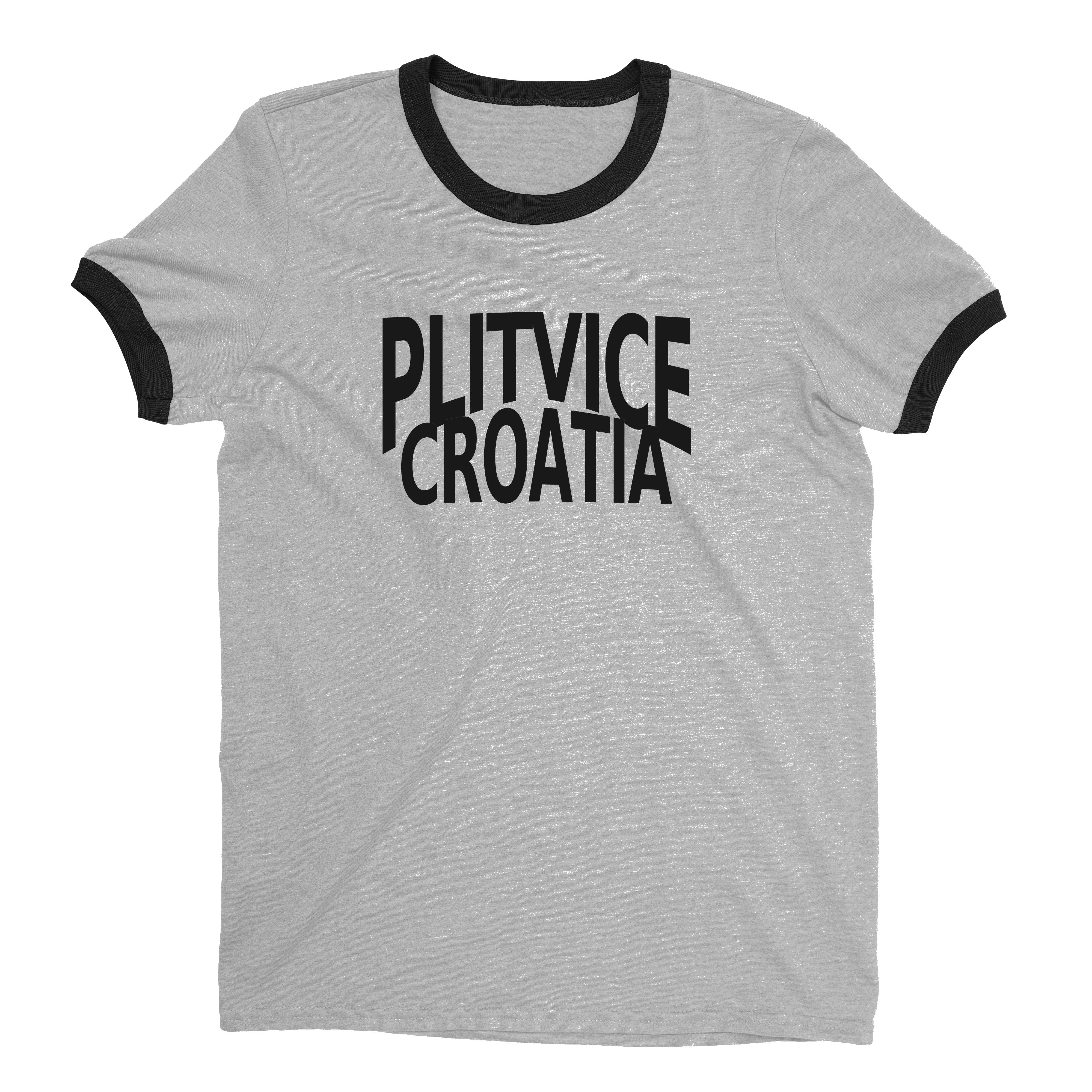Plitvice Lakes National Park Ringer Tee Retro Style Men's T-Shirt - NYC Factory - Heather Gray
