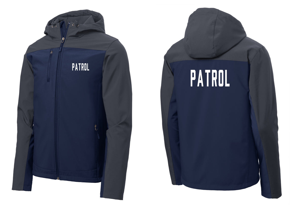 NYC Factory Patrol Hooded Soft Shell Jacket (Classic) - Chest + Back - Dress Blue Navy / Battleship Grey