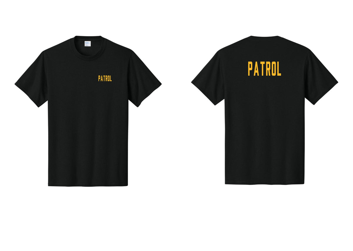 NYC Factory Patrol T-Shirt for Security & Event Teams (Classic) - Chest + Back - Black / Gold