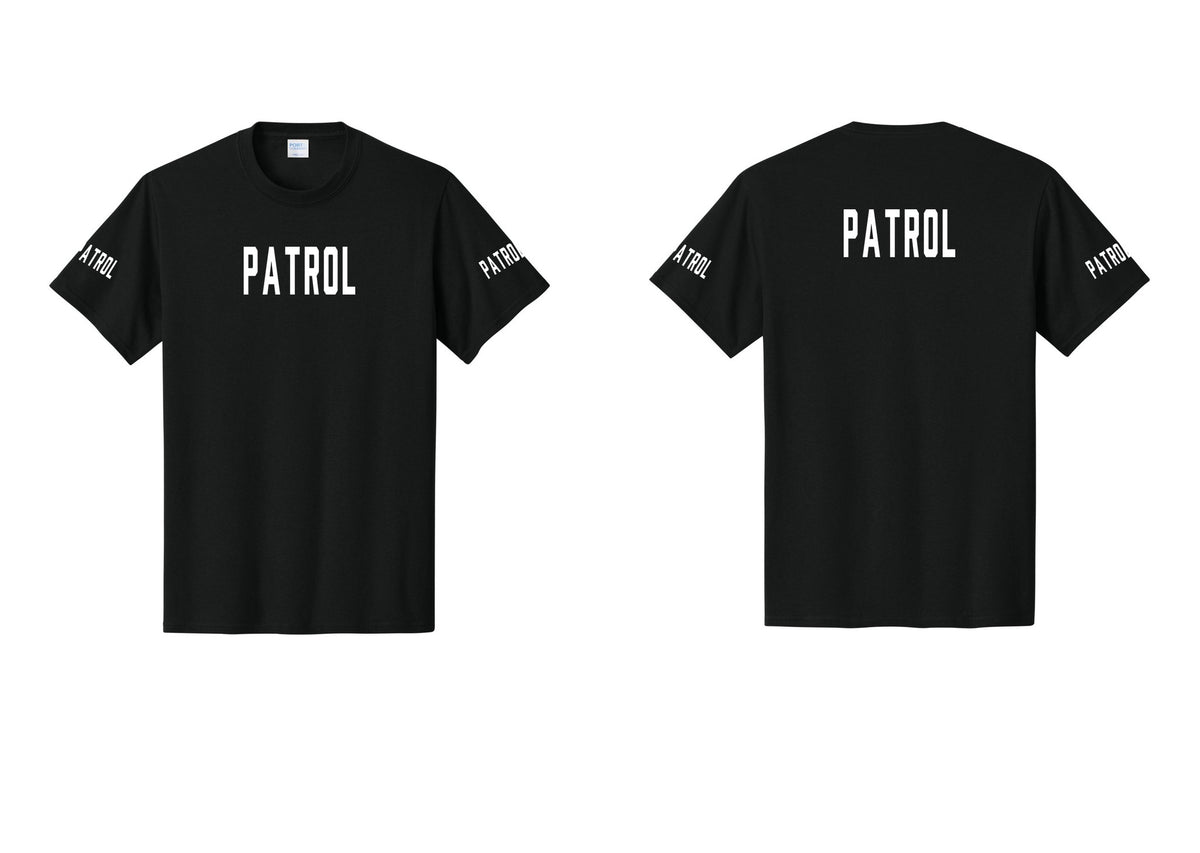 NYC Factory Patrol T-Shirt for Security & Event Teams (Classic) - Front + Back + Patrol Sleeves - Black