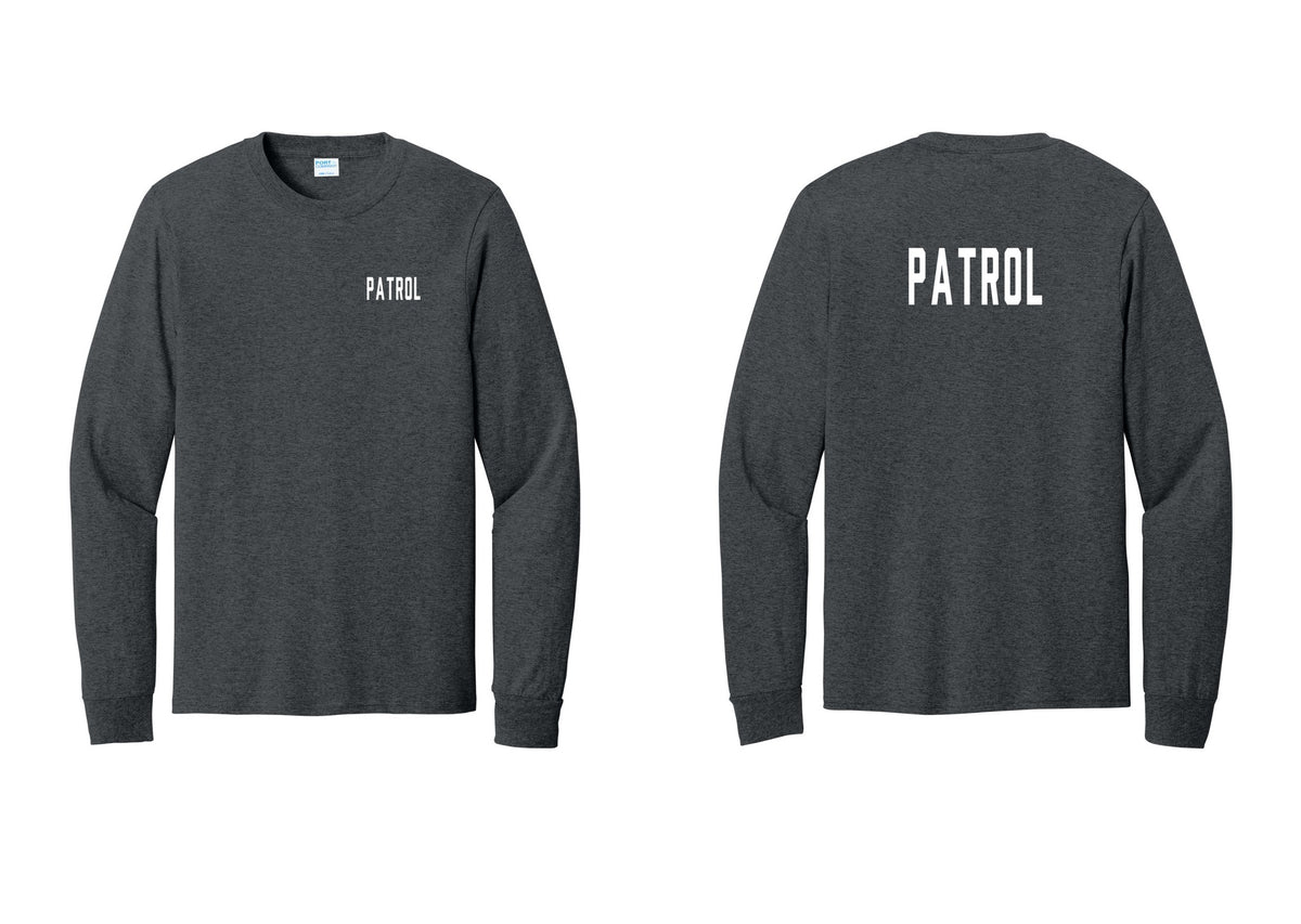 NYC Factory Patrol Cotton Long Sleeve T-Shirt (Classic) - Chest + Back - Dark Heather Grey