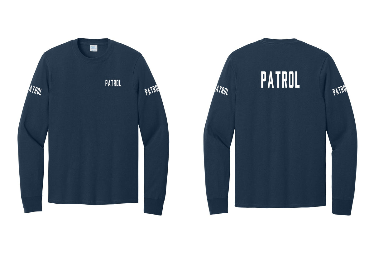 NYC Factory Patrol Cotton Long Sleeve T-Shirt (Classic) - Chest + Back + Patrol Sleeves - Navy