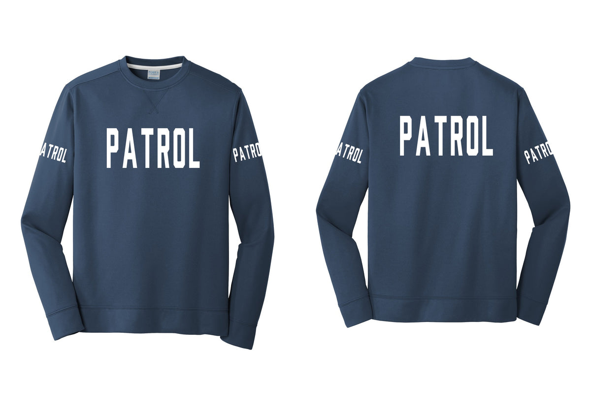 NYC Factory Patrol Performance Fleece Crewneck Sweatshirt (Classic) - Front + Back + Patrol Sleeves - Navy