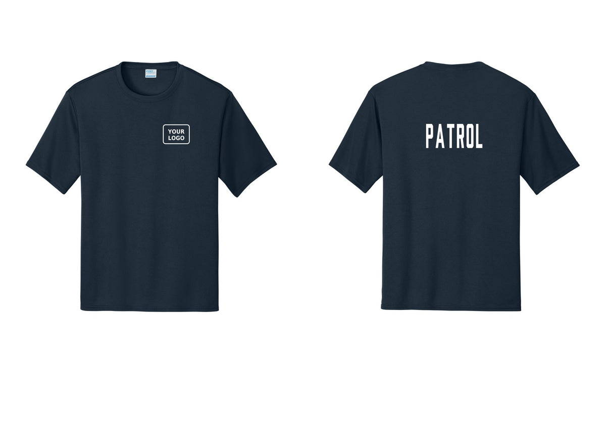 NYC Factory Custom Logo Patrol Performance T-Shirt (Classic) - Your Logo + Back - Navy