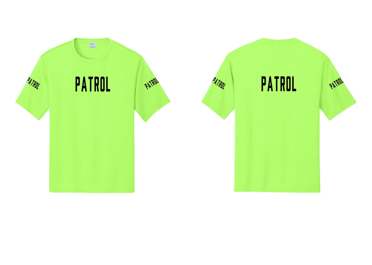 NYC Factory Patrol Performance T-Shirt (Classic) - Front + Back + Patrol Sleeves - Neon Green
