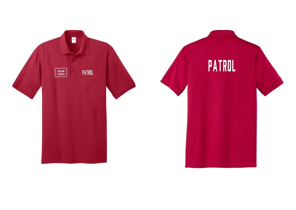 NYC Factory Custom Logo Patrol Polo Shirt (Classic) - PATROL + Your Logo + Back - Red