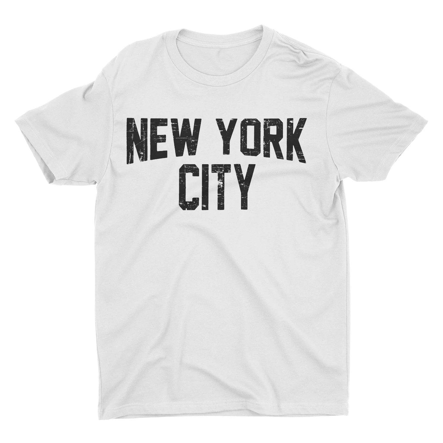 New York City T-Shirt Distressed Screenprinted White Lennon Tee - NYC Factory