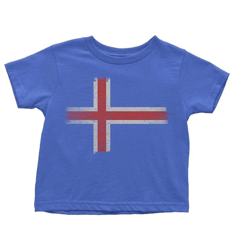 Iceland Flag Tee Blue Island Toddler Retro T-Shirt Boys