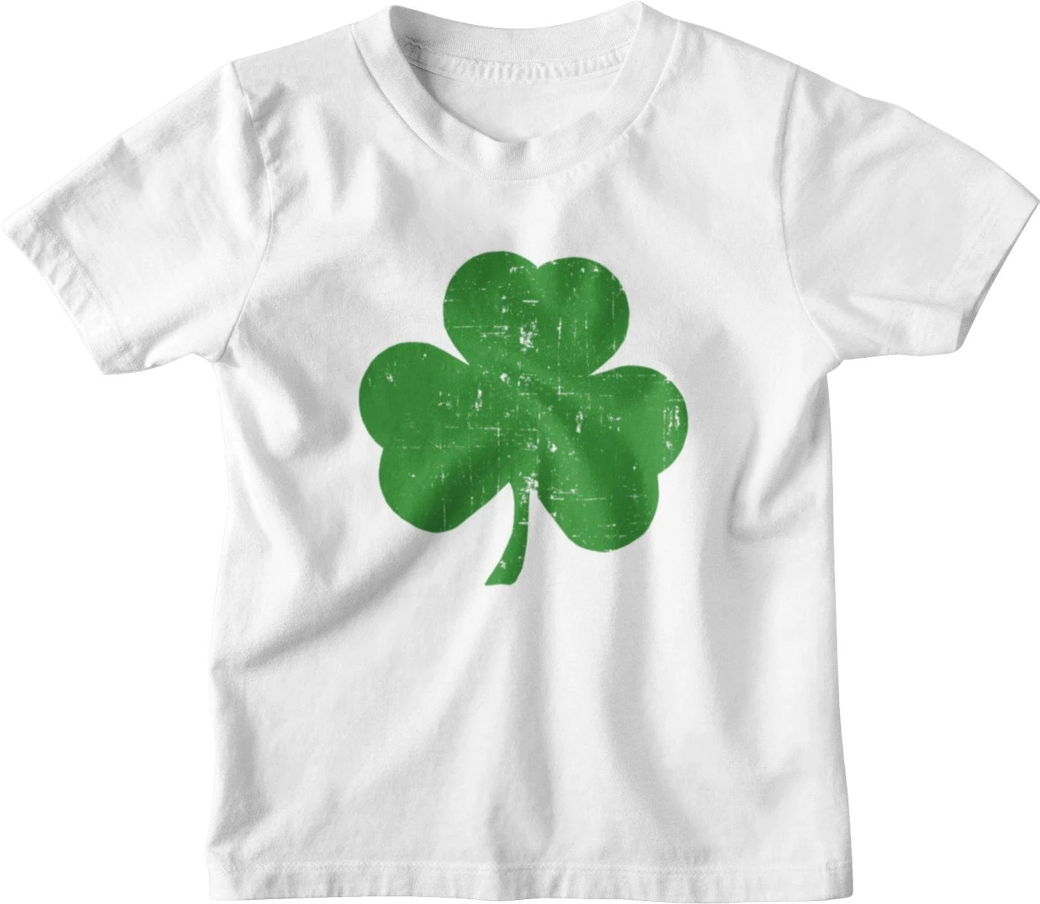 NYC FACTORY USA Screen Printed Shamrock Youth T-Shirt Distressed Tee Kids Irish Green