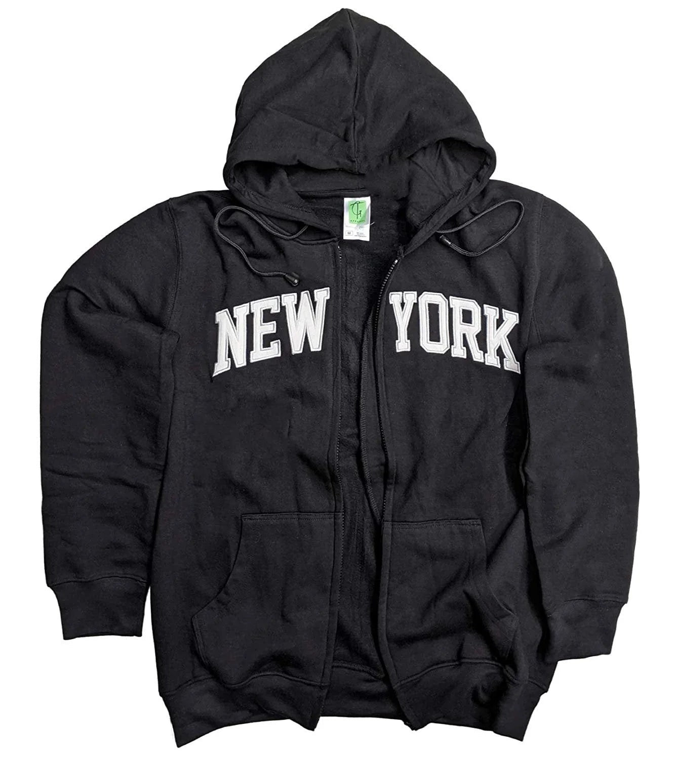 NEW YORK ニューヨーク フーディー フード パーカー NYC Factory Men's New York City Black Zippered  | NYC Factory