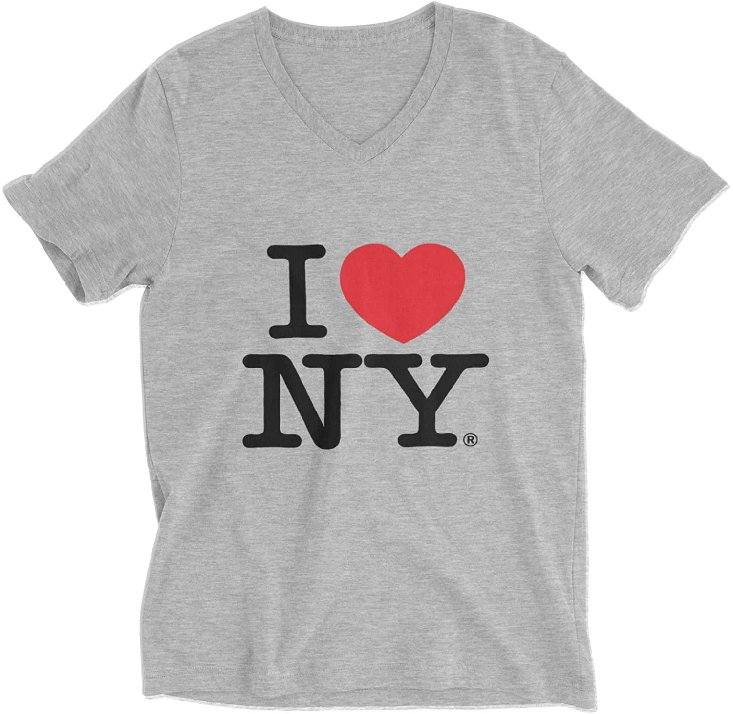 I Love NY Ladies V-Neck T-Shirt Tee Heather Gray