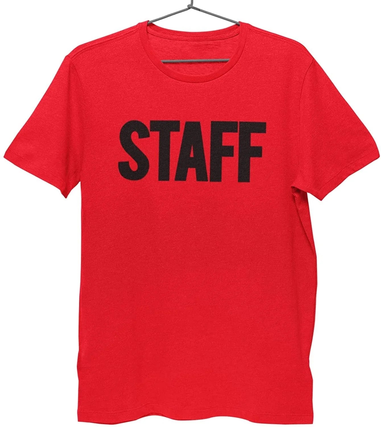 Men's Staff T-Shirt Front Back Screen Print Tee (Red & Black)