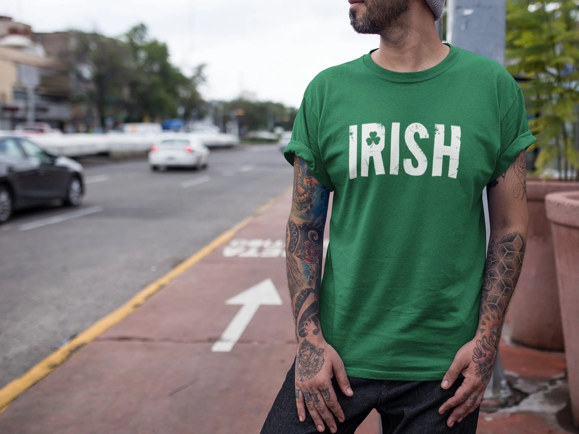 Men's Irish Letters Tee Soft Ring-Spun Printed in USA T-Shirt ST Patricks Day Shirt