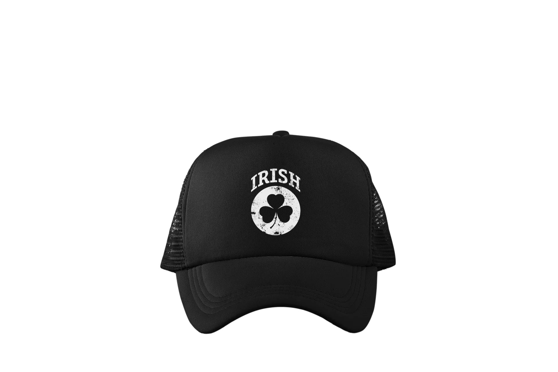 Irish Shamrock White Design Trucker Baseball Hat