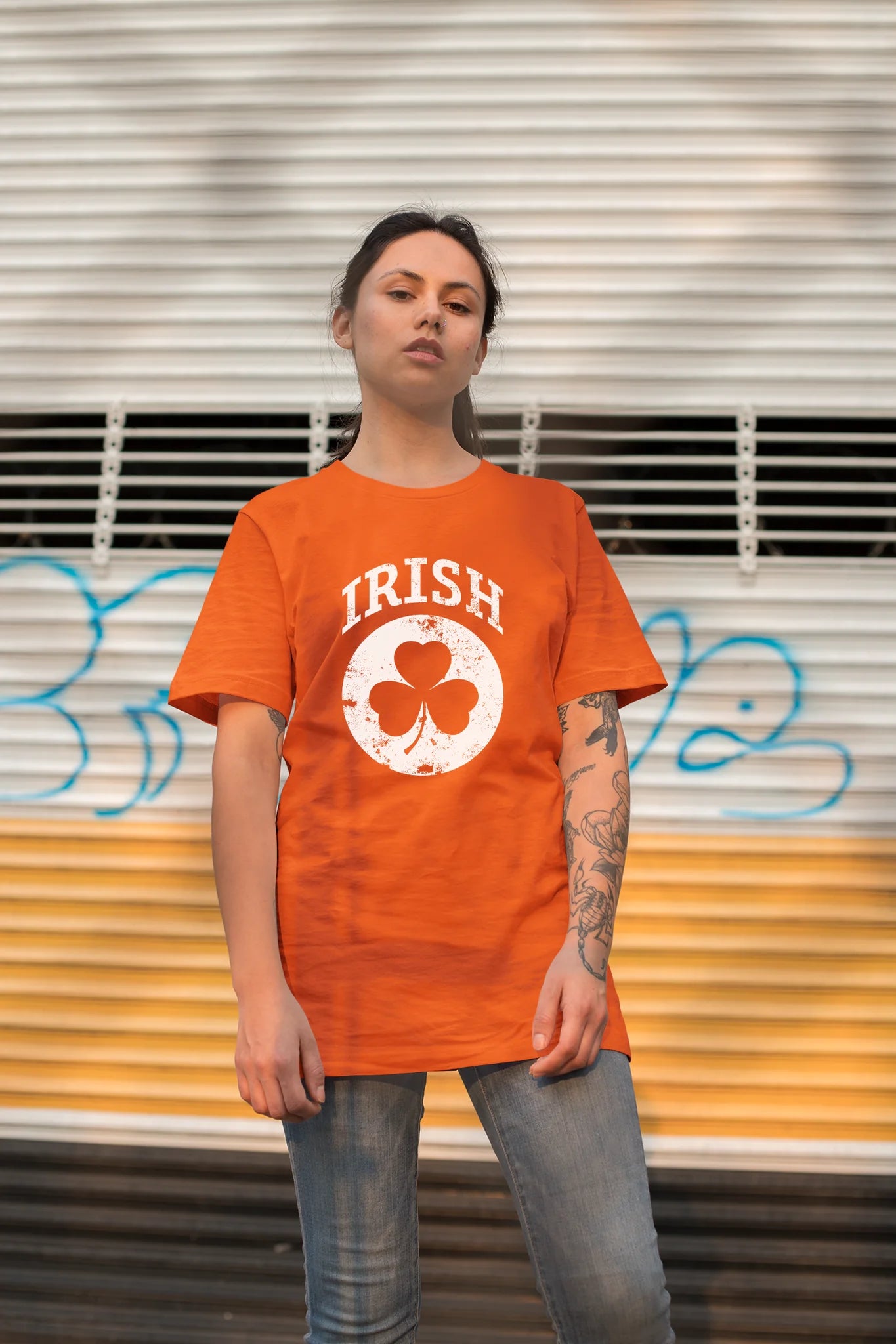 Irish Shamrock White Design Custom T-Shirt