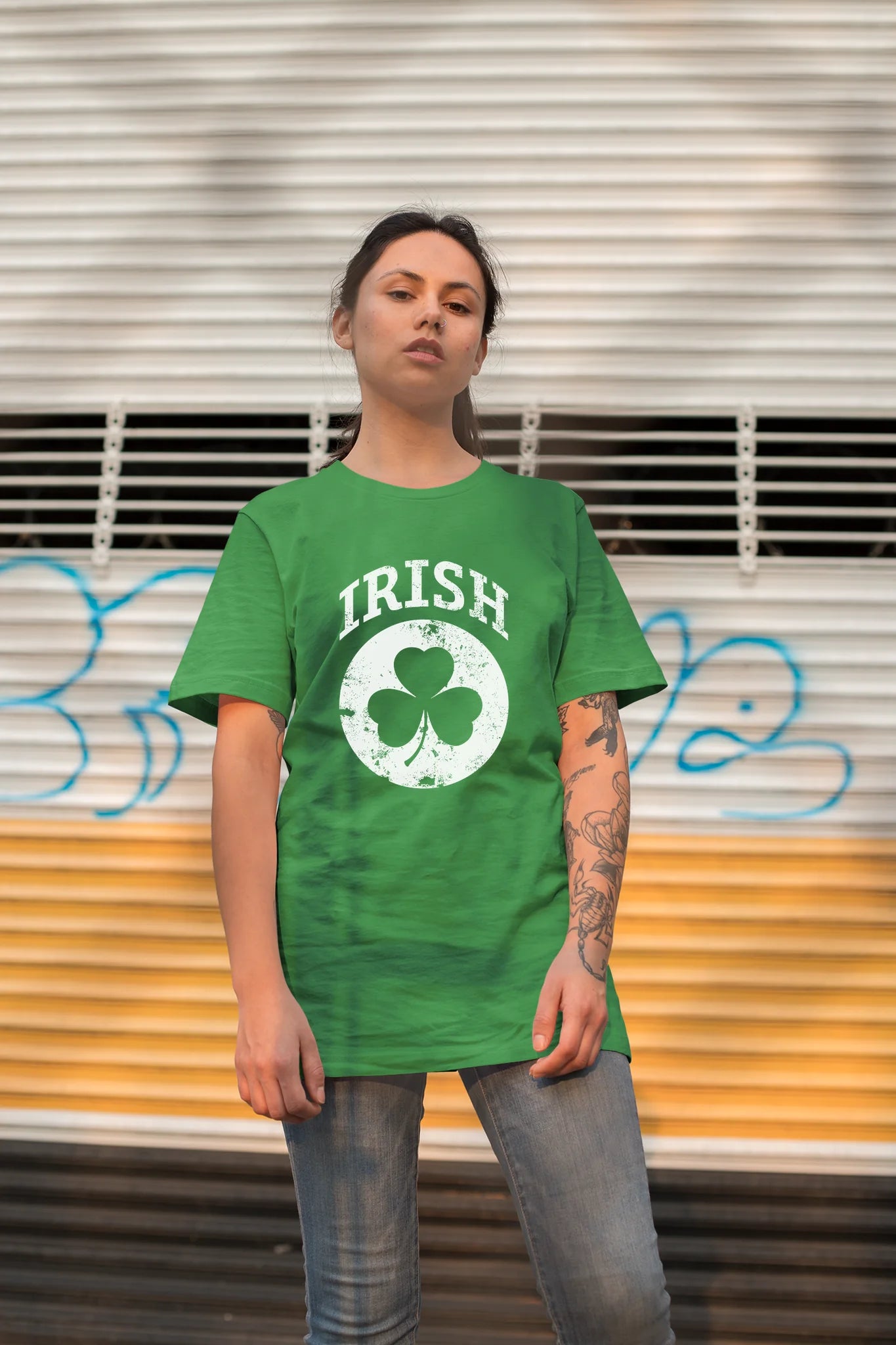 Irish Shamrock White Design Custom T-Shirt