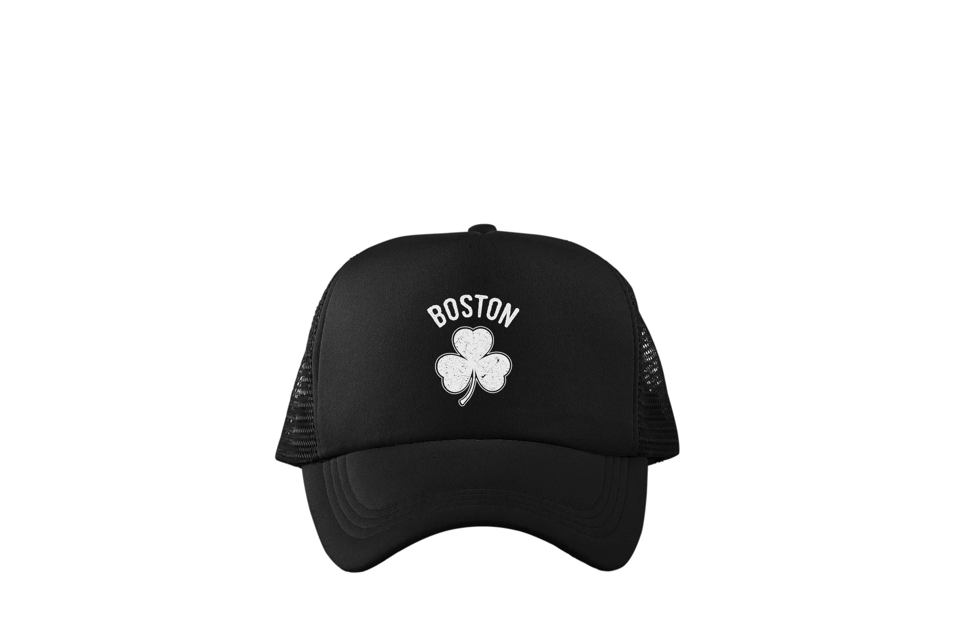 Irish Boston Shamrock White Design Trucker Baseball Hat