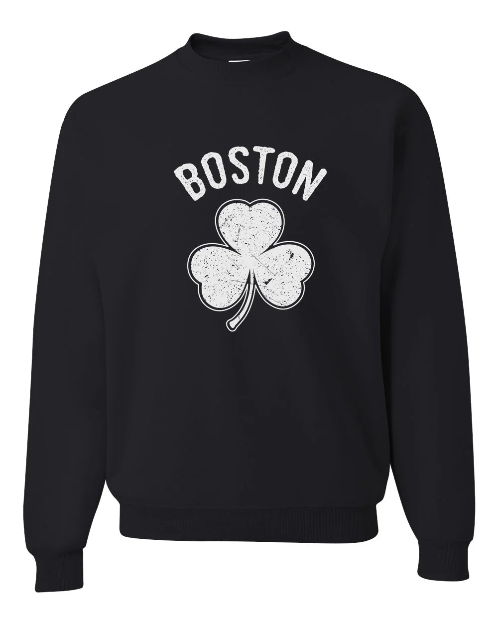 Irish Boston Shamrock White Design Custom Crewneck Sweatshirt