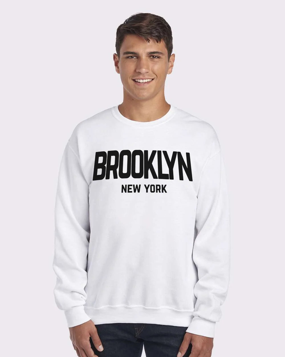 Brooklyn New York Retro Design Custom Crewneck Sweatshirt White