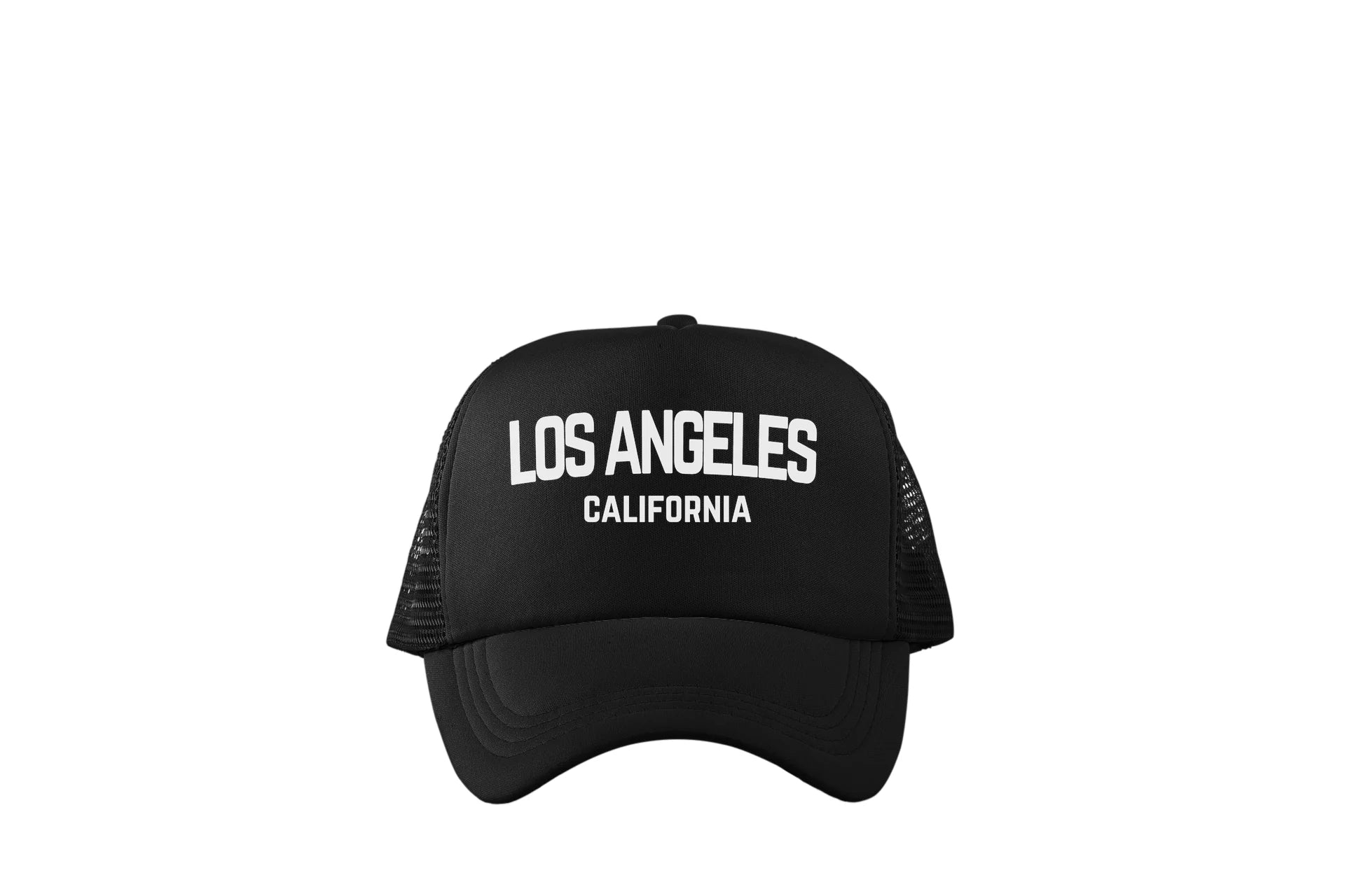 Los Angeles California White Retro Design Trucker Baseball Hat Black