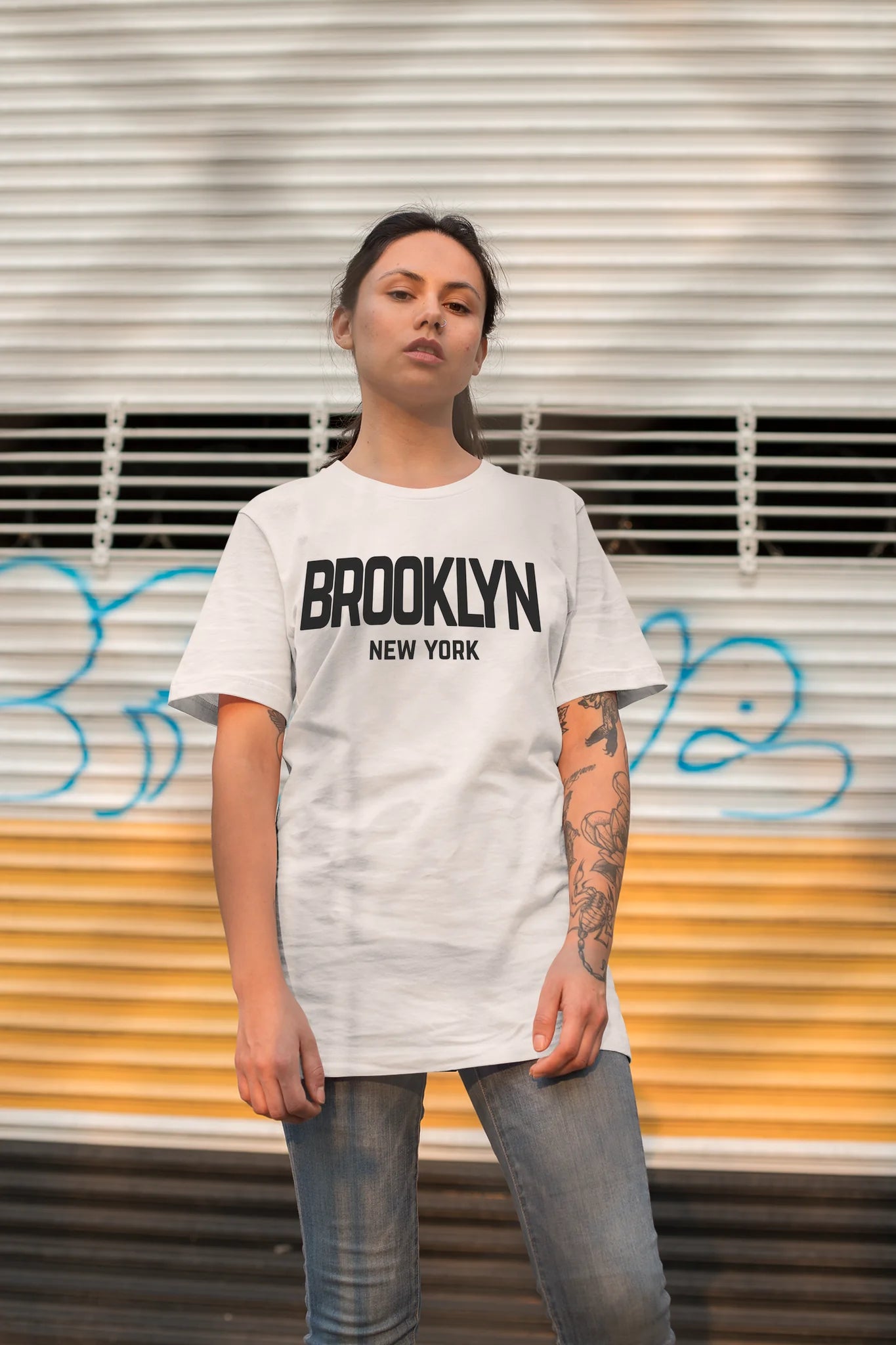 Brooklyn New York Retro Design Custom T-Shirt White