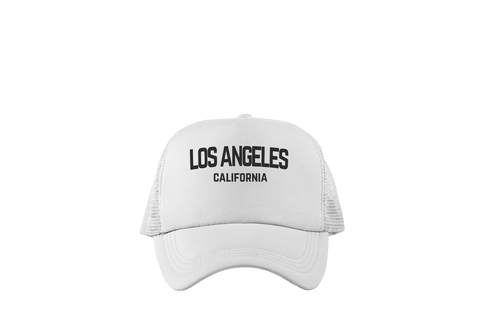 Los Angeles California Retro Black Design Trucker Baseball Hat White