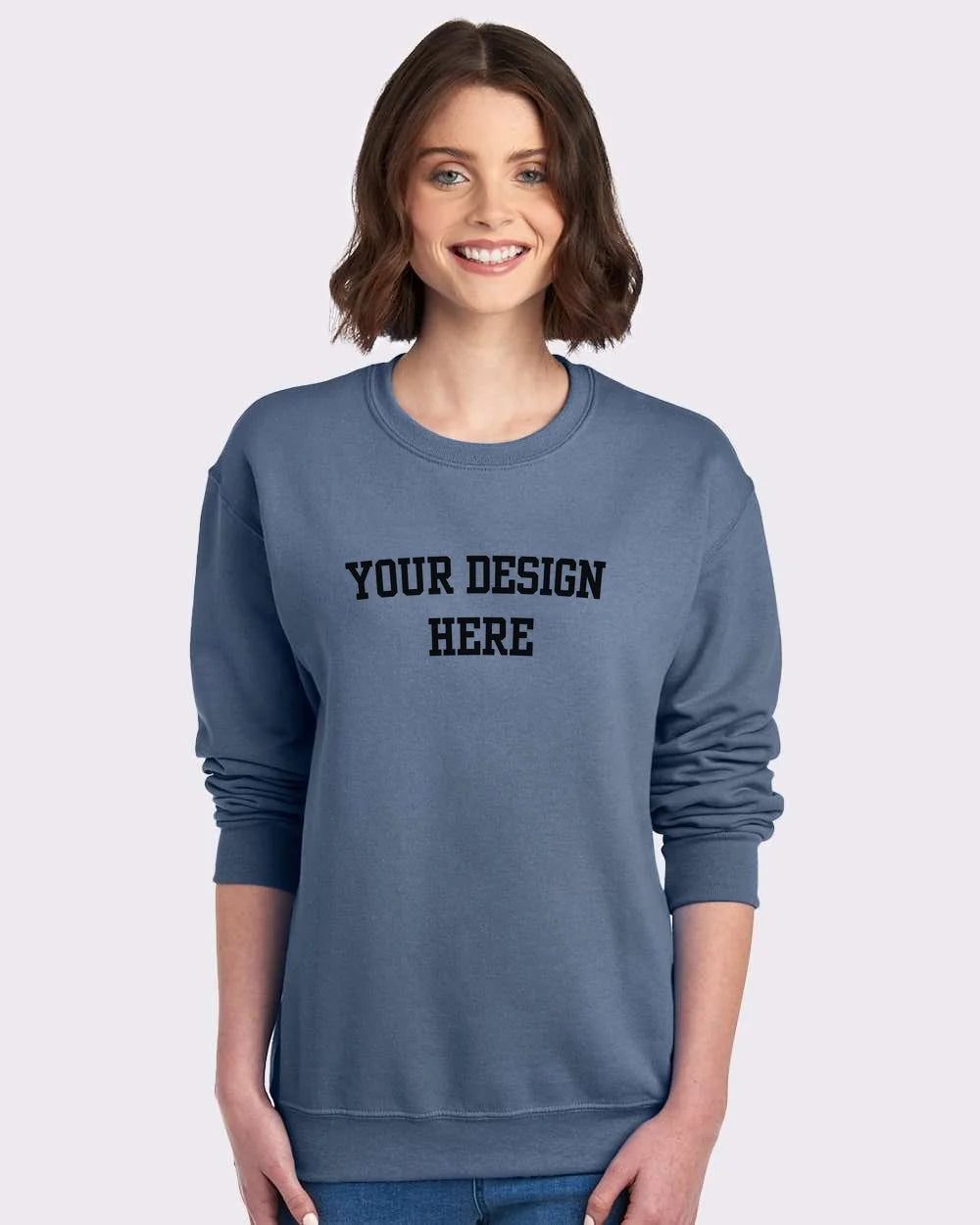 Your Design Here Black Print Custom Crewneck Sweatshirt - NYC Factory
