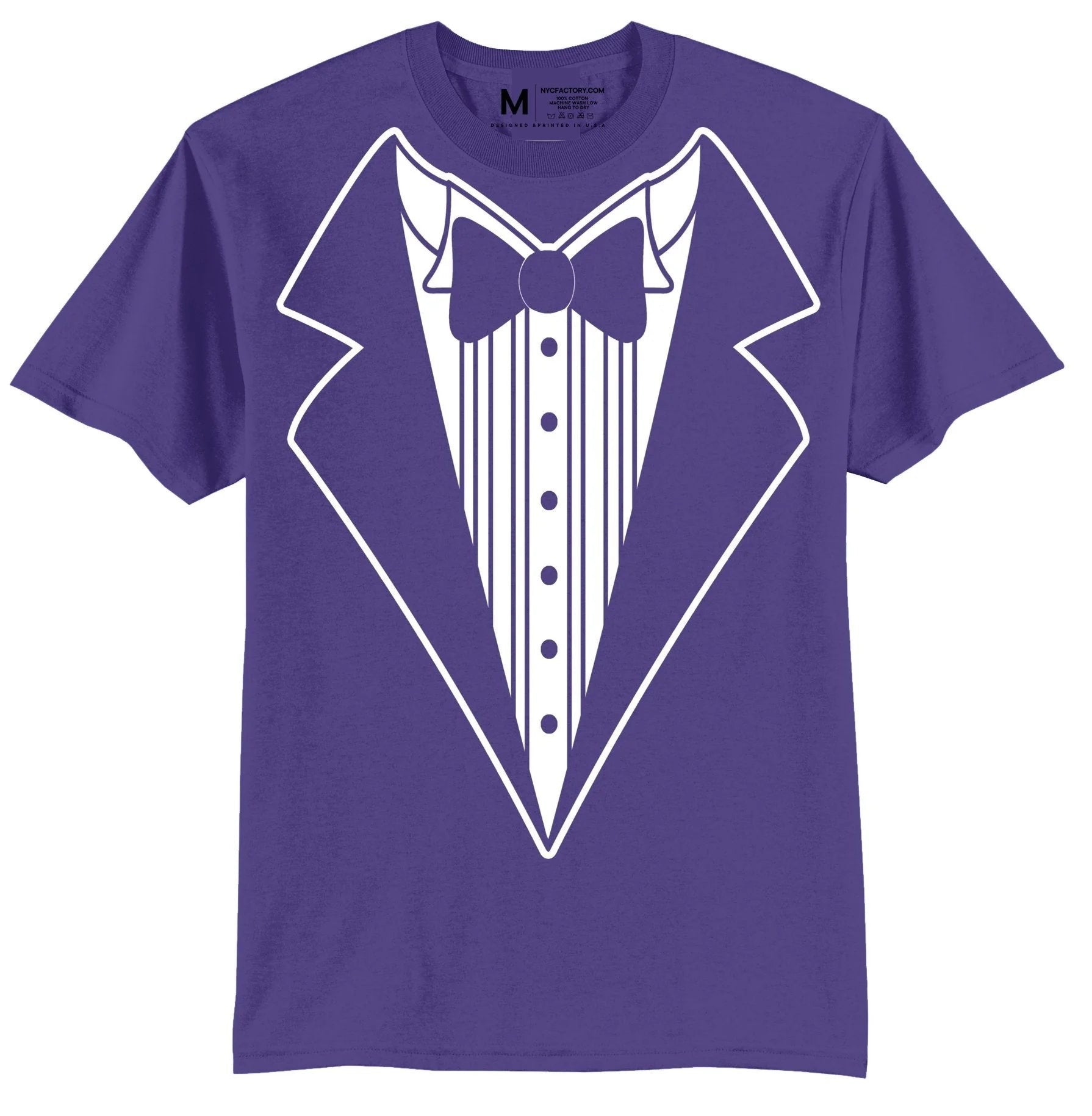 Men's Funny Tuxedo T-Shirt (Purple, Bowtie Design)