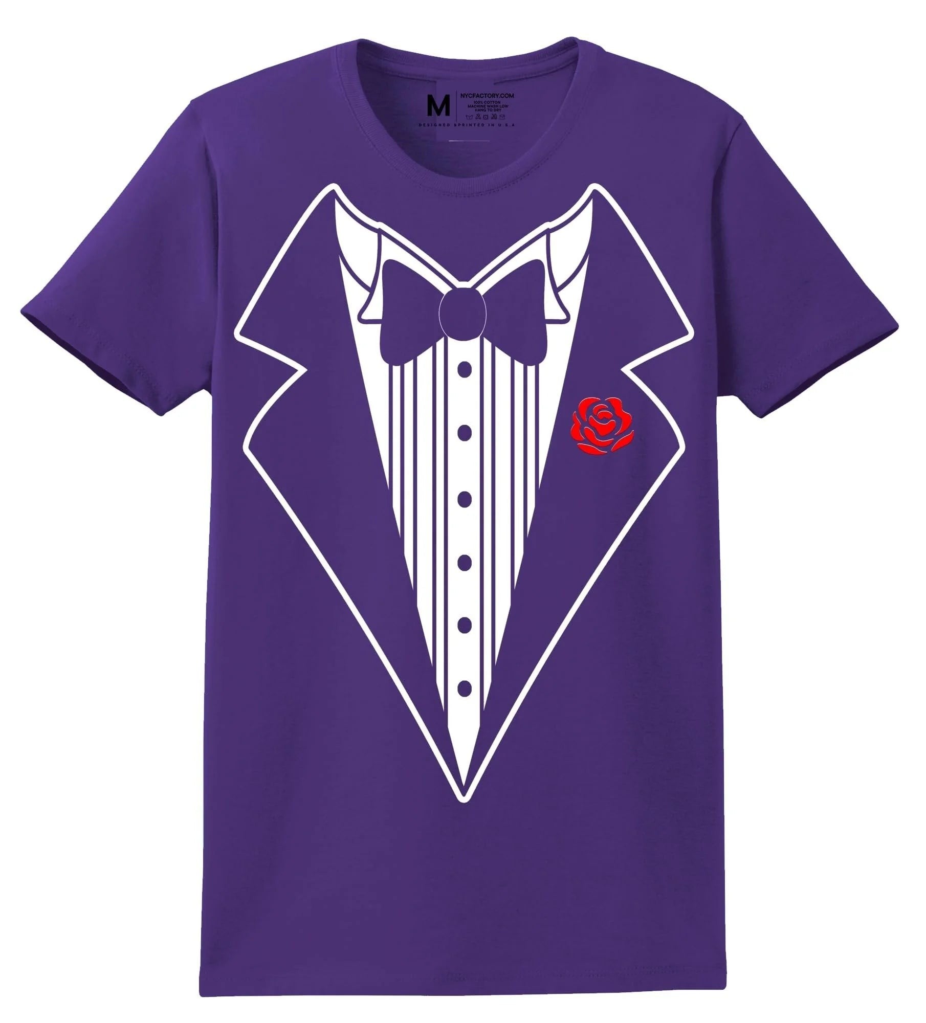 Ladies Faux Tuxedo T-Shirt (Purple & Rose) - NYC Factory