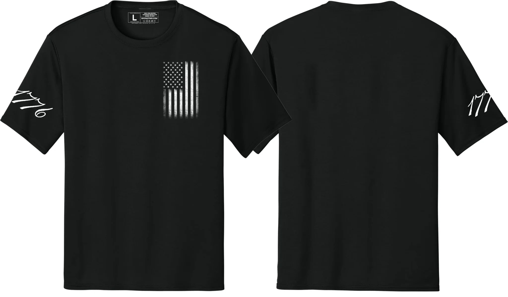 Men's USA Flag Tee Patriot Sleeve Print 1776 T-Shirts 4th of July - NYC Factory