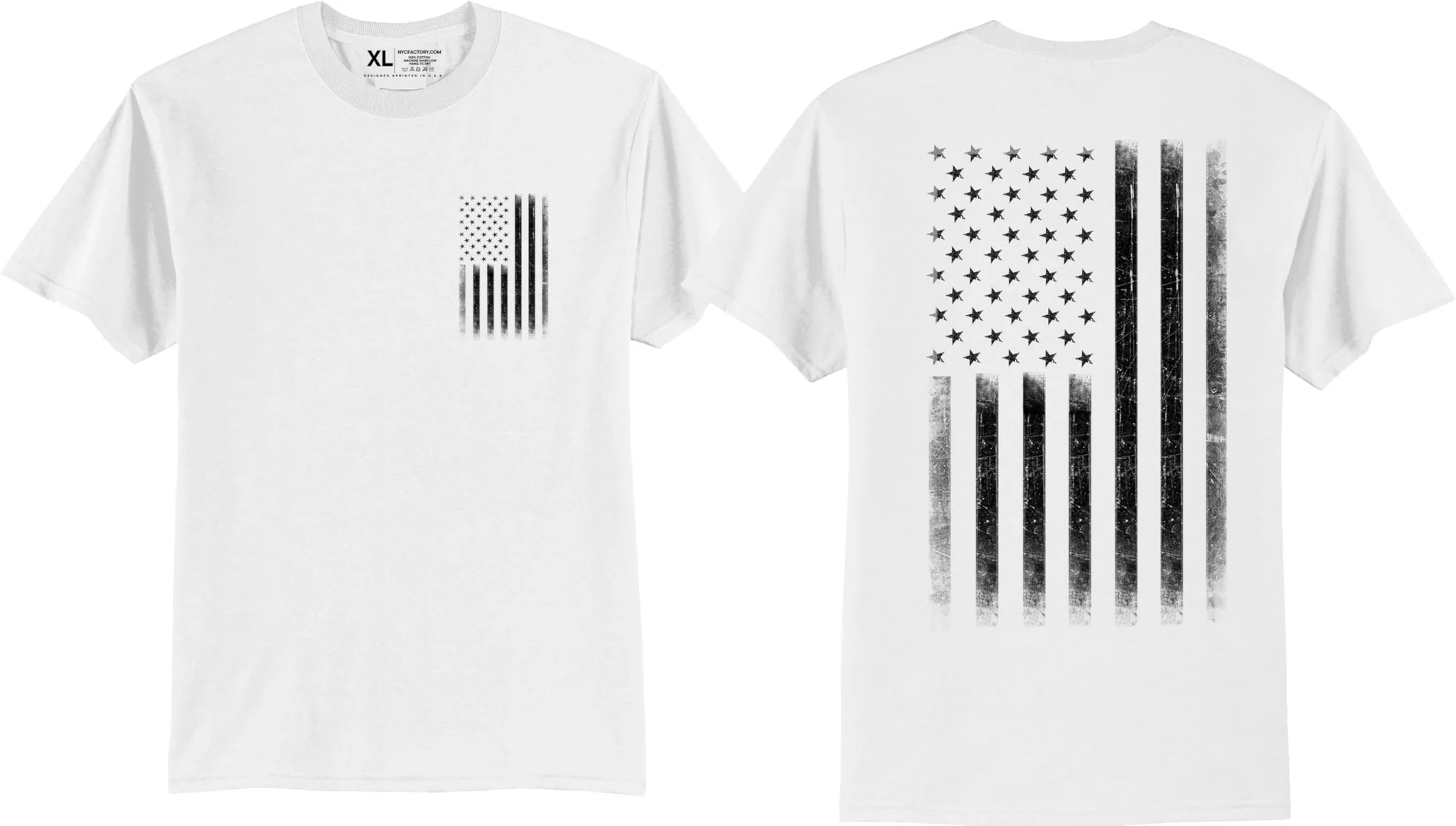 Men's USA Flag Tee Patriot Sleeve Print 1776 T-Shirts 4th of July - NYC Factory