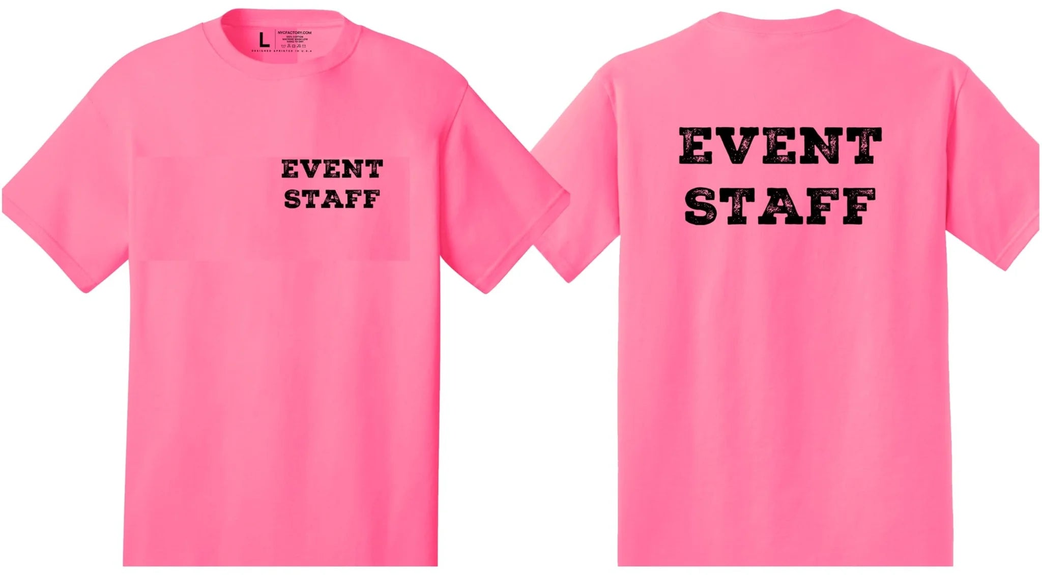 Professional Event Men's Unisex Staff Tees - Front & Back All Colors & Sizes In Stock - NYC Factory