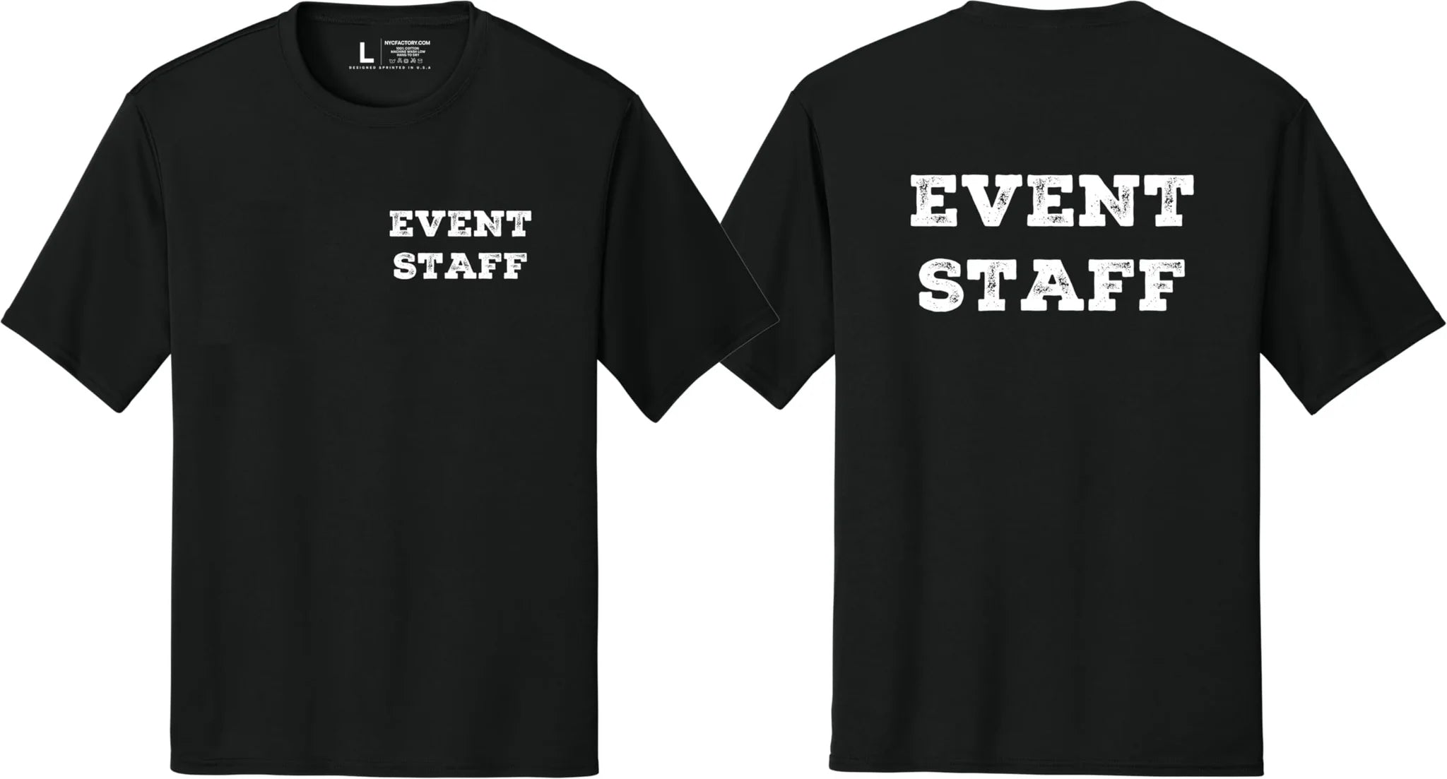 Professional Event Men's Unisex Staff Tees - Front & Back All Colors & Sizes In Stock - NYC Factory