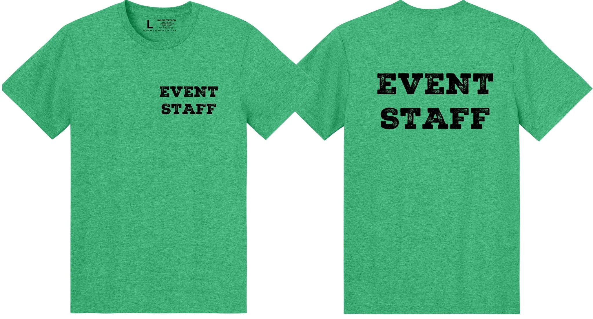 Professional Event Men's Unisex Staff Tees - Front & Back All Colors & Sizes In Stock - NYC Factory