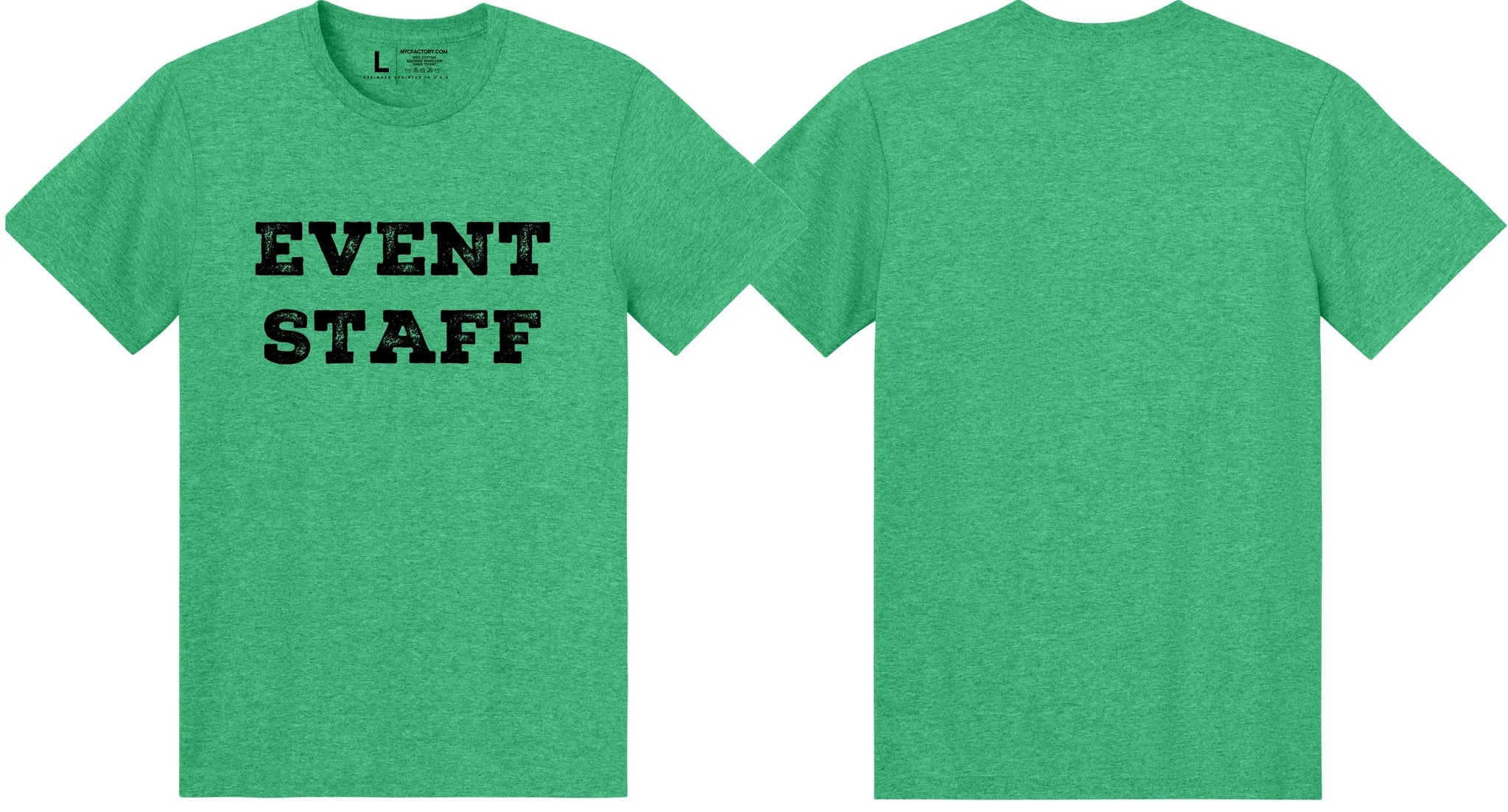Professional Event Men's Unisex Staff Tees - Front & Back All Colors & Sizes In Stock - NYC Factory