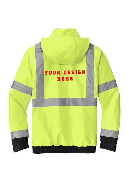 Custom Logo CornerStone� ANSI 107 Class 3 Economy Waterproof Insulated Bomber Jacket - NYC Factory