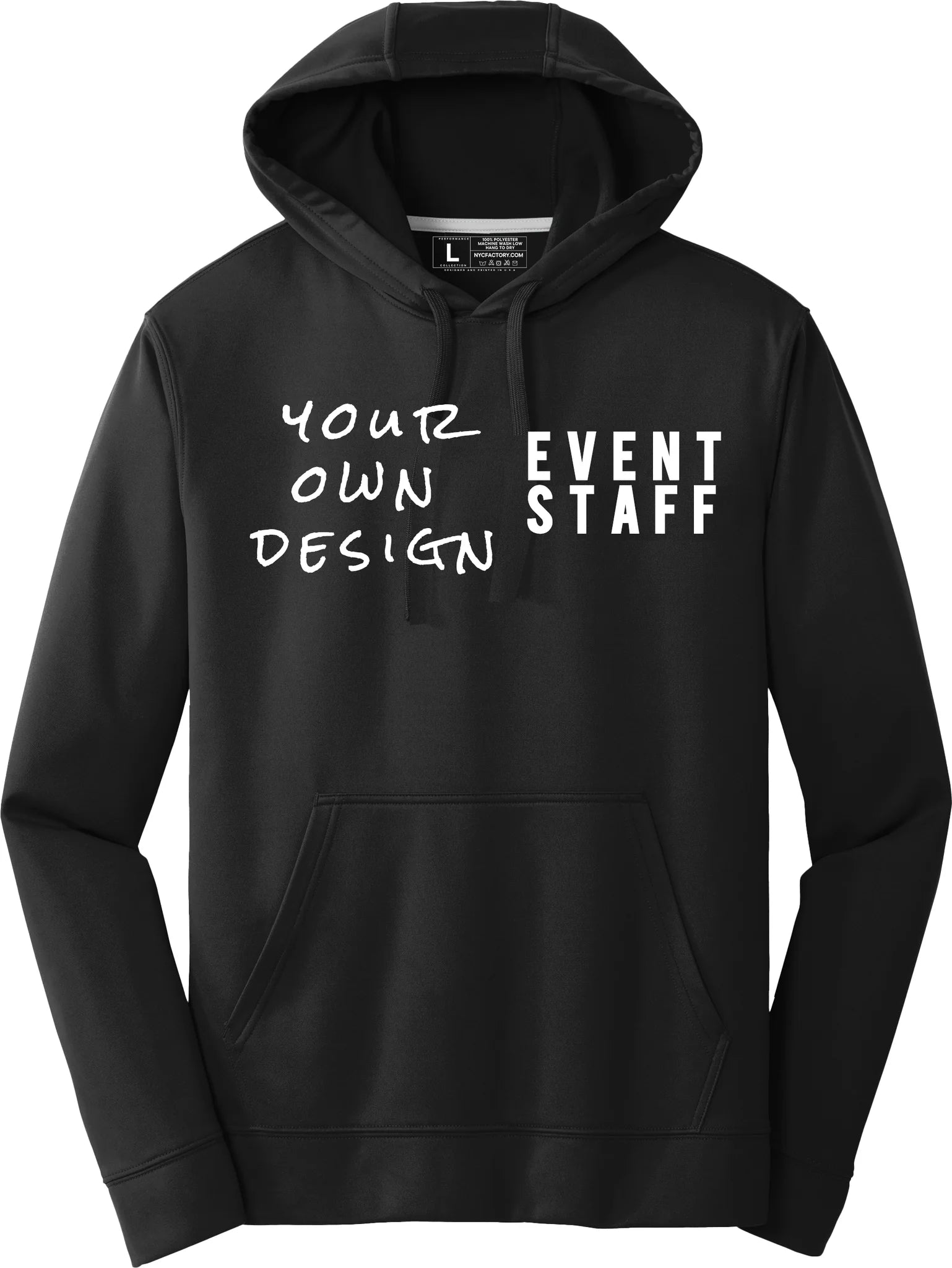 NYC FACTORY Mens EVENT STAFF Cotton Fleece Pullover Hoodie Sweatshirt - NYC Factory