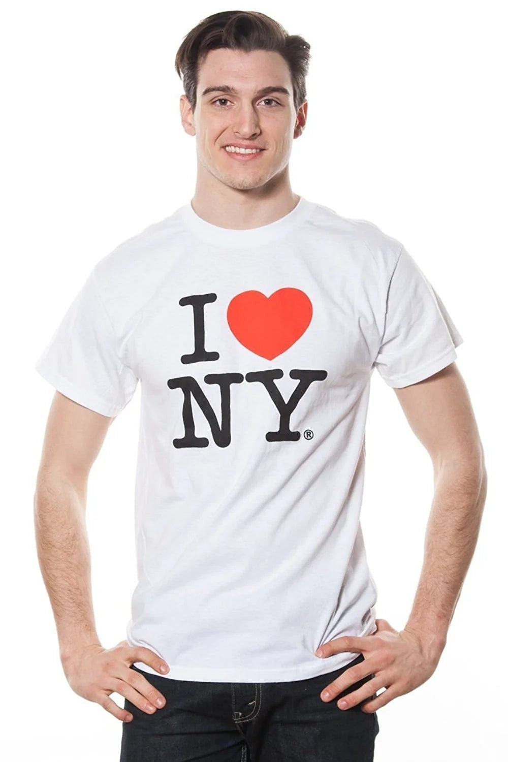 I Love NY Mens Short Sleeve T-Shirt White (Medium) - NYC Factory