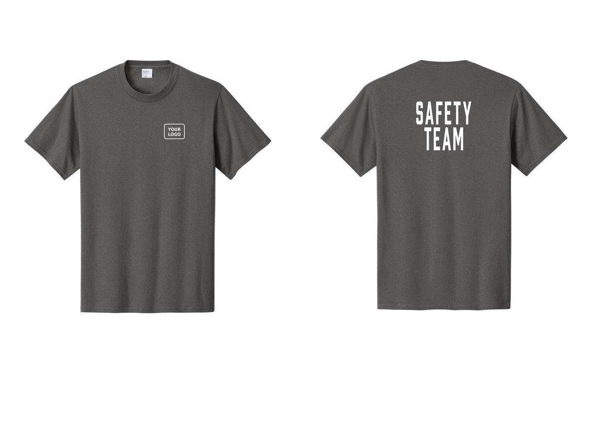 NYC Factory Custom Logo Safety Team T-Shirt for Events, Venues & Volunteers (Classic) - Your Logo + Back - Charcoal