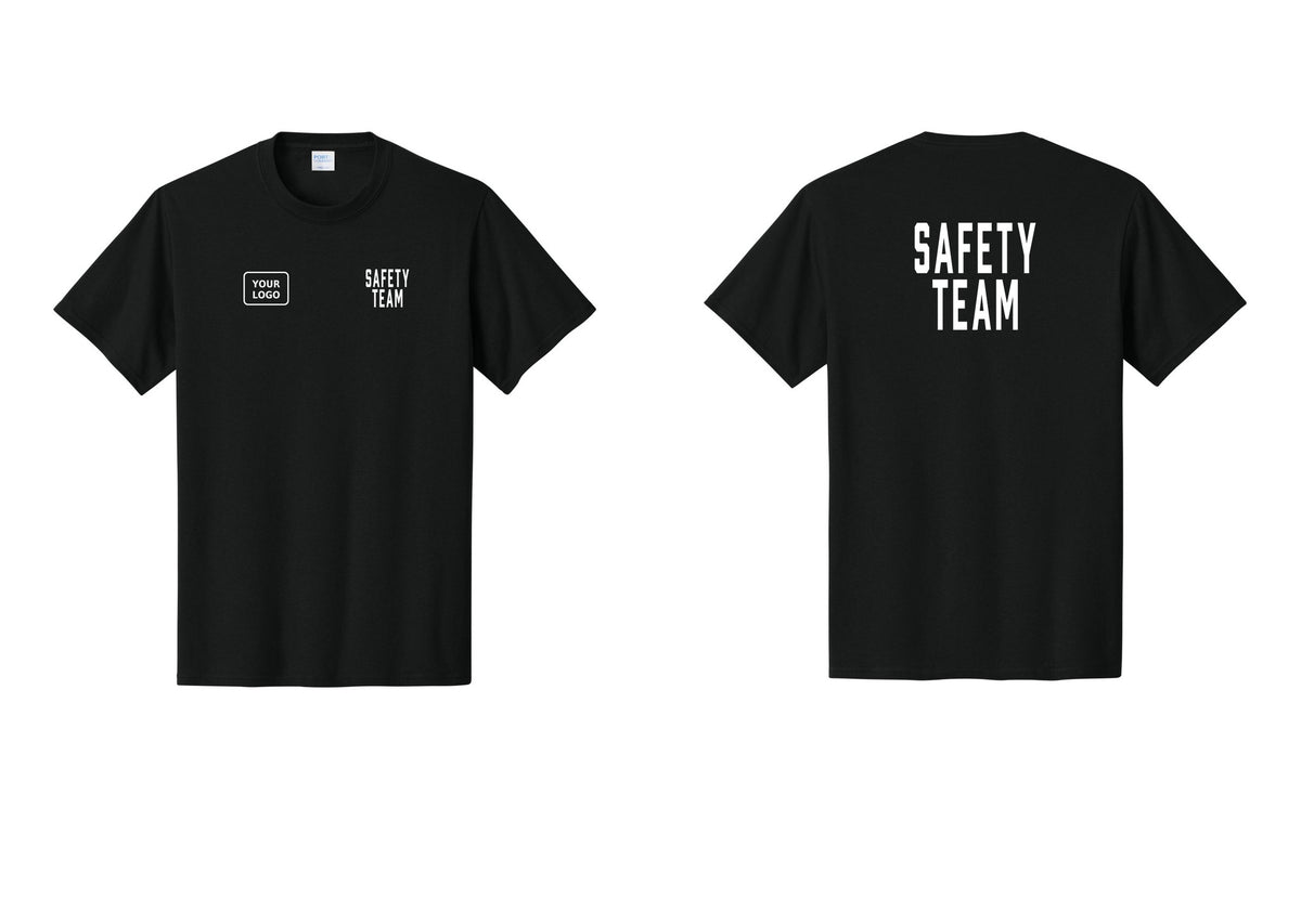 NYC Factory Custom Logo Safety Team T-Shirt for Events, Venues & Volunteers (Classic) - SAFETY TEAM + Your Logo + Back - Black