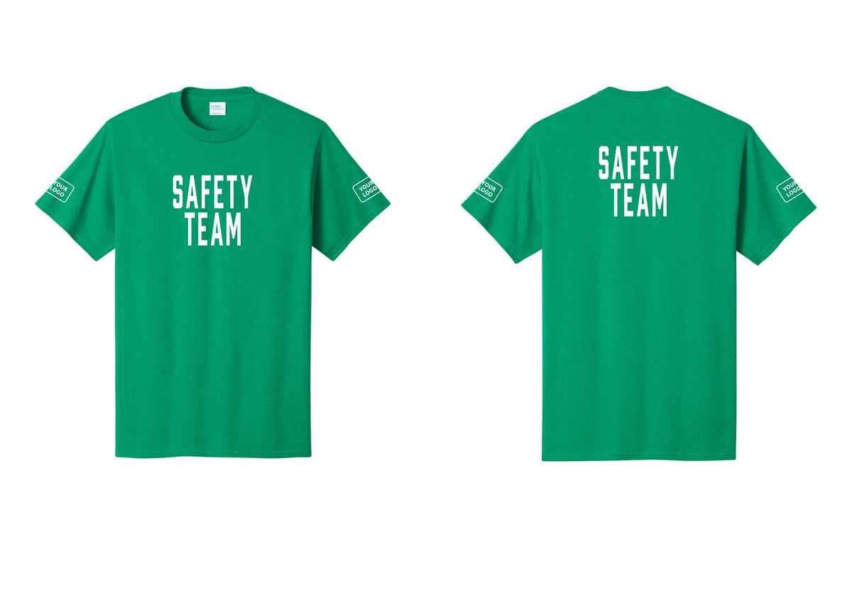 NYC Factory Custom Logo Safety Team T-Shirt for Events, Venues & Volunteers (Classic) - Front + Back + Your Logo Sleeves - Kelly