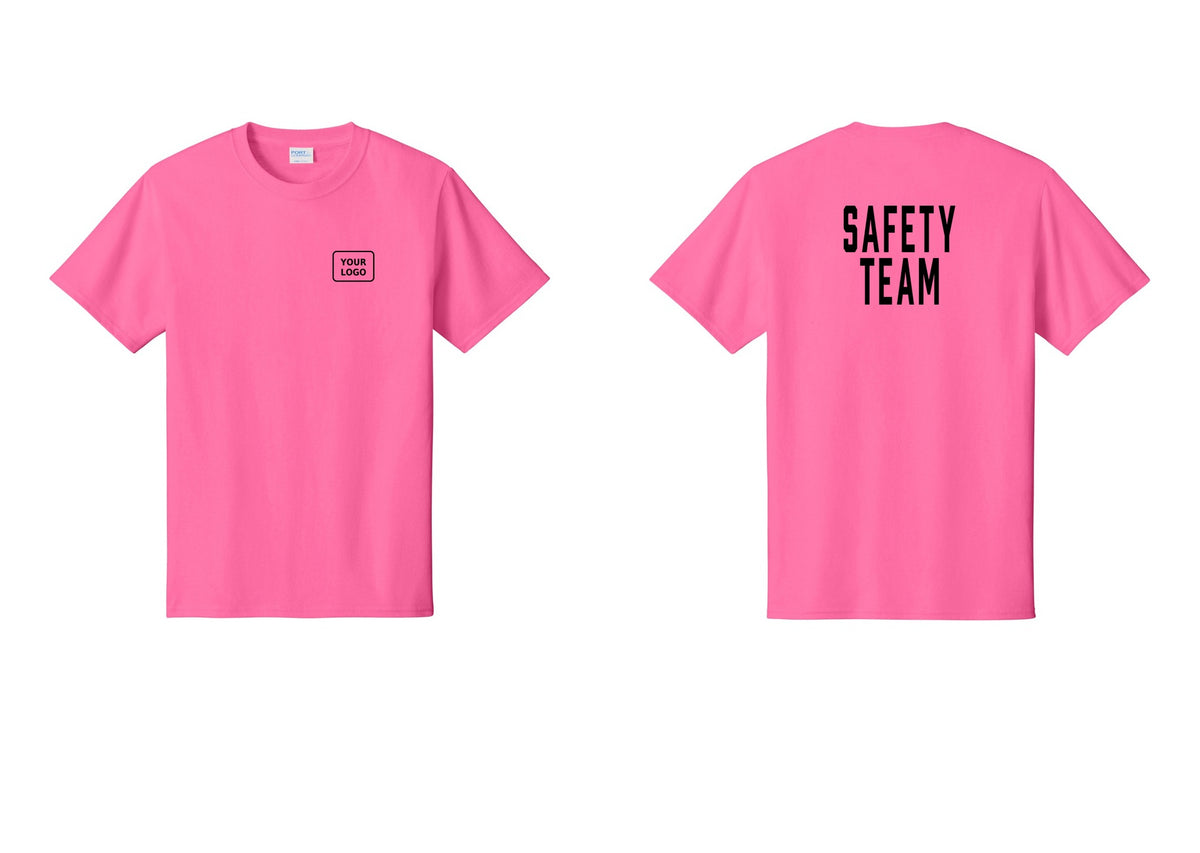 NYC Factory Custom Logo Safety Team T-Shirt for Events, Venues & Volunteers (Classic) - Your Logo + Back - Neon Pink