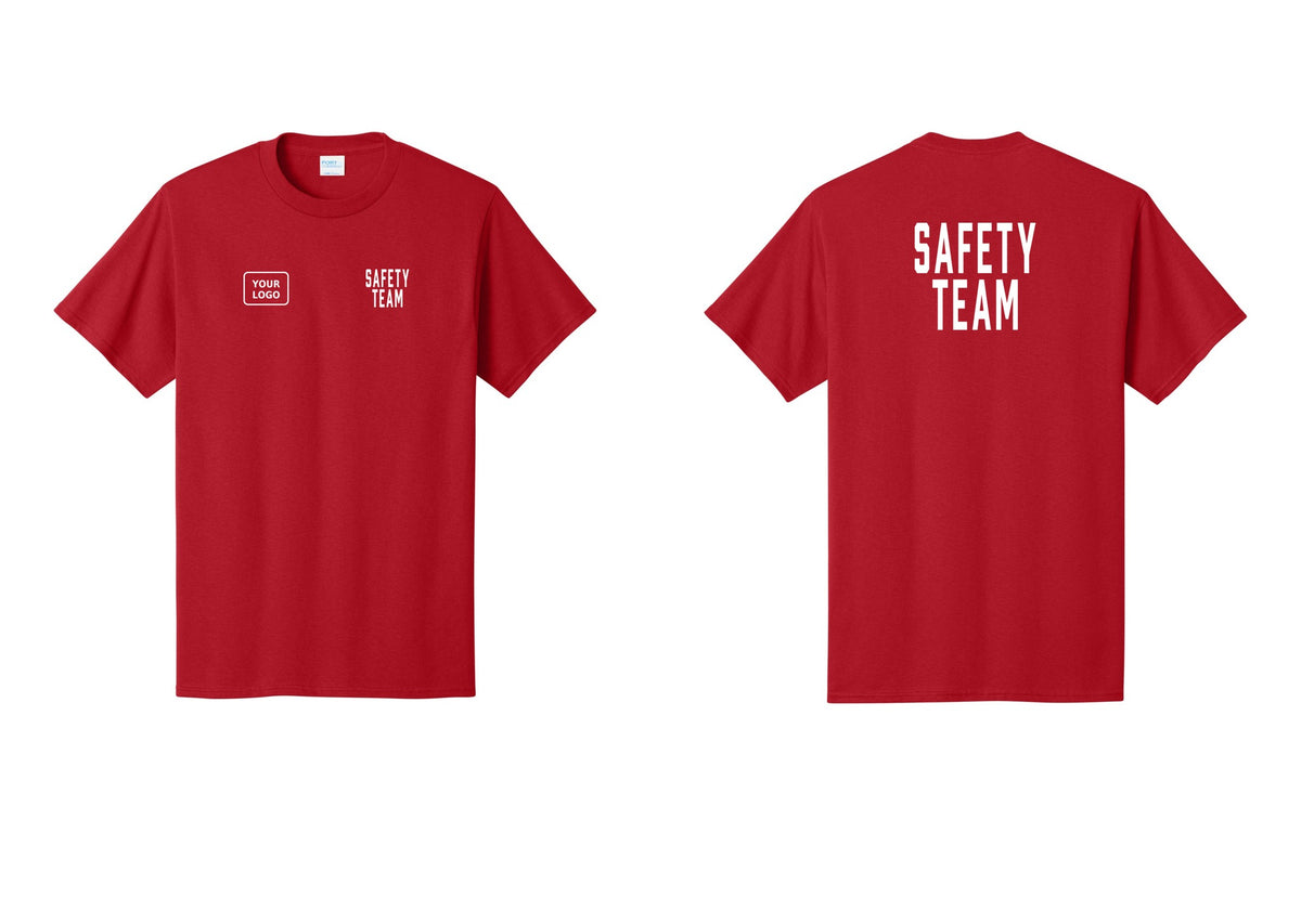 NYC Factory Custom Logo Safety Team T-Shirt for Events, Venues & Volunteers (Classic) - SAFETY TEAM + Your Logo + Back - Red
