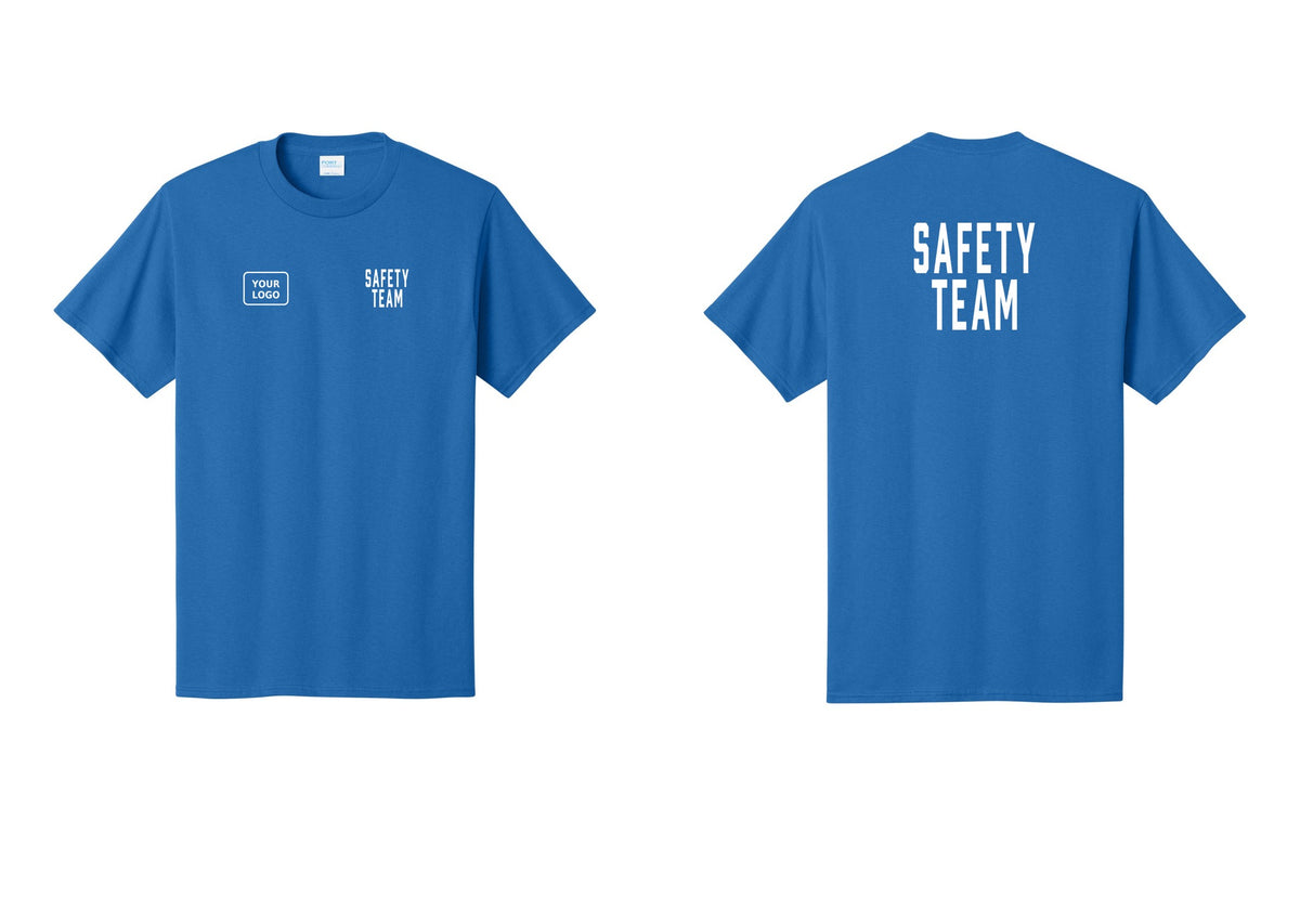 NYC Factory Custom Logo Safety Team T-Shirt for Events, Venues & Volunteers (Classic) - SAFETY TEAM + Your Logo + Back - Royal
