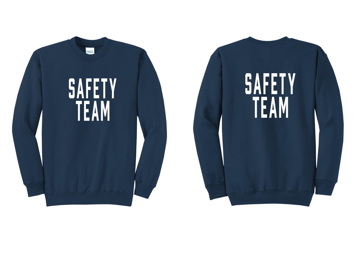 NYC Factory Safety Team Cotton Fleece Crewneck Sweatshirt (Classic) - Front + Back - Navy