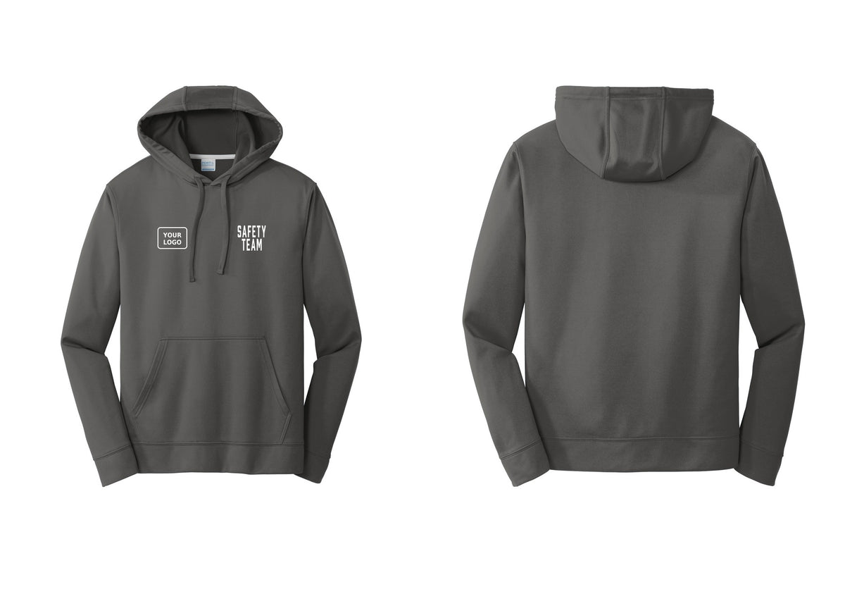 NYC Factory Custom Logo Safety Team Performance Hooded Fleece Pullover Sweatshirt (Classic) - SAFETY TEAM + Your Logo - Charcoal