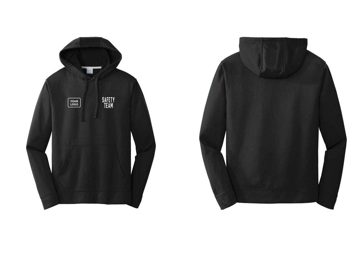 NYC Factory Custom Logo Safety Team Performance Hooded Fleece Pullover Sweatshirt (Classic) - SAFETY TEAM + Your Logo - Black
