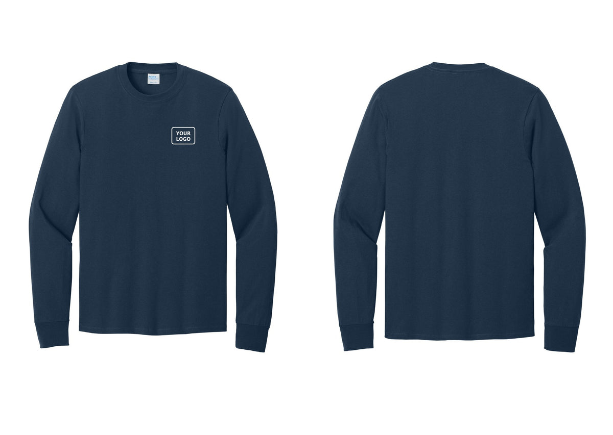 NYC Factory Custom Logo Safety Team Cotton Long Sleeve T-Shirt (Classic) - Your Logo Only - Navy