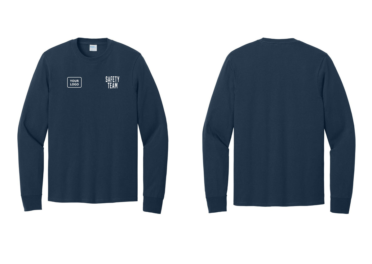 NYC Factory Custom Logo Safety Team Cotton Long Sleeve T-Shirt (Classic) - SAFETY TEAM + Your Logo - Navy