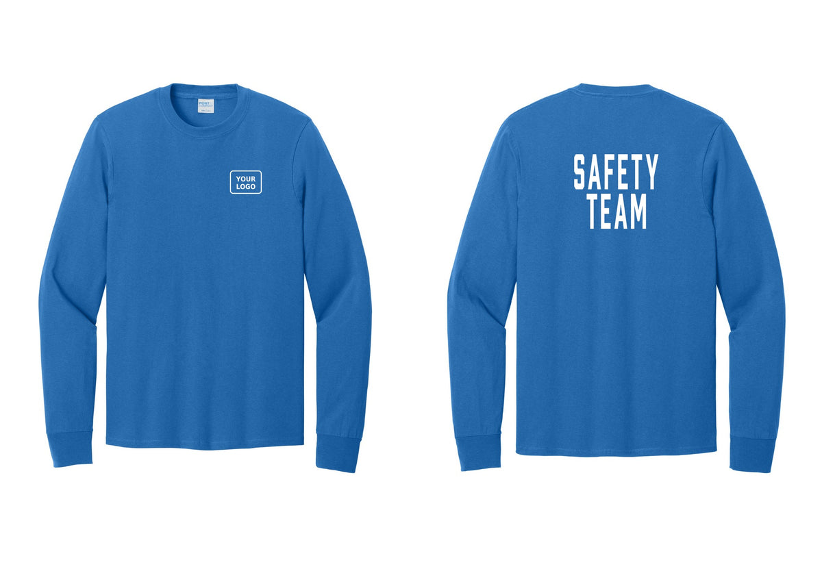 NYC Factory Custom Logo Safety Team Cotton Long Sleeve T-Shirt (Classic) - Your Logo + Back - Royal